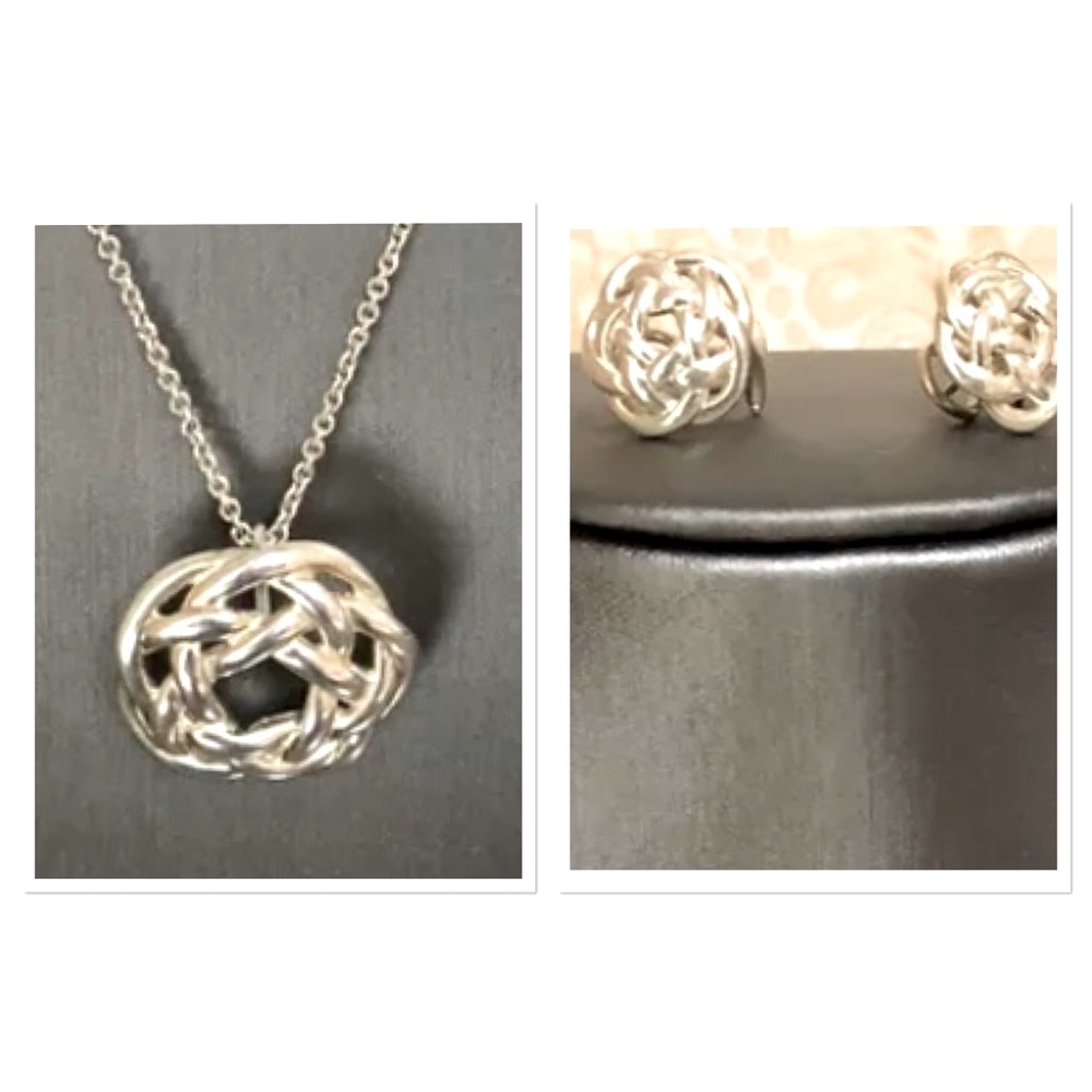 Tiffany & Co *RARE* Love Knot Weave Necklace & Earrings Set